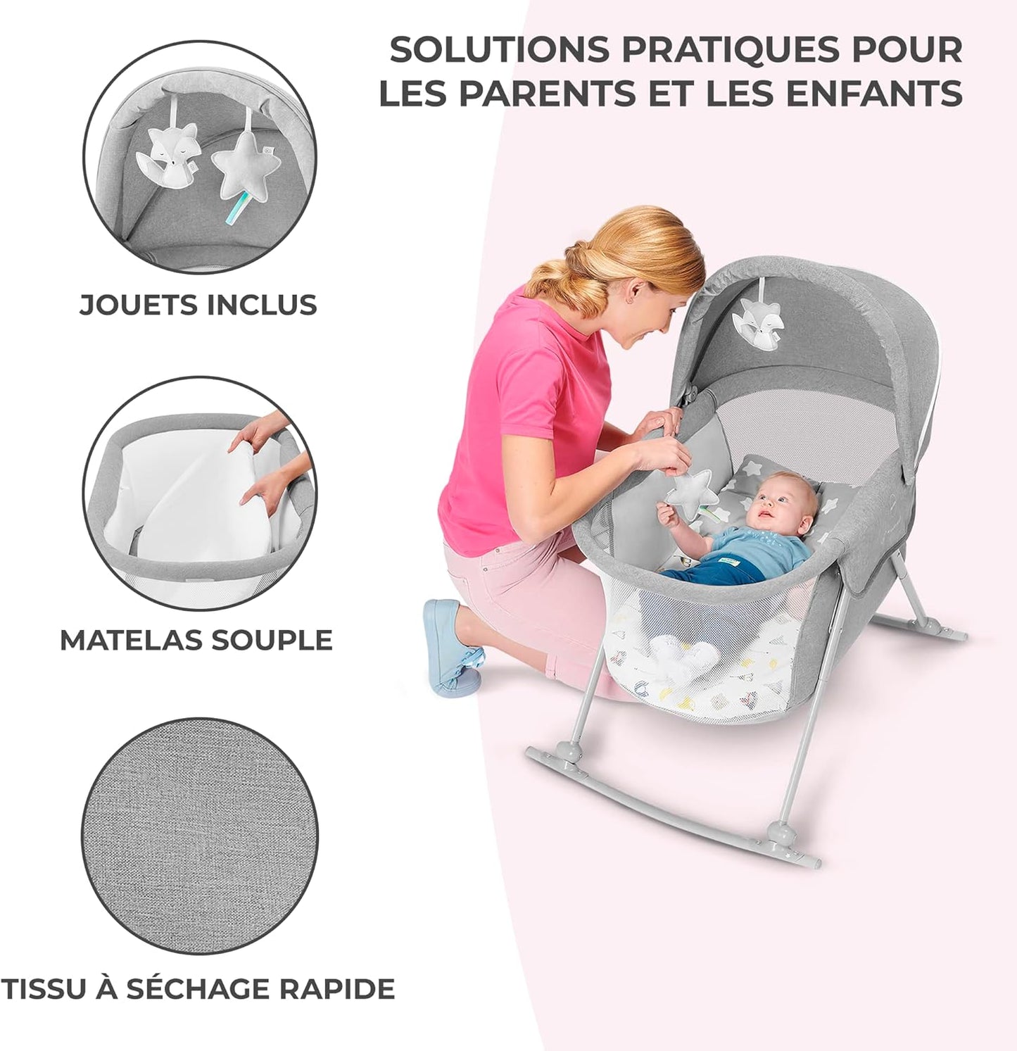 Petit berceau cododo Beige Gris Beige-Gris-