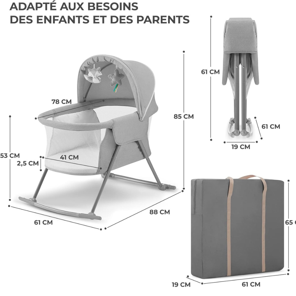 Petit berceau cododo Beige Gris Beige-Gris-