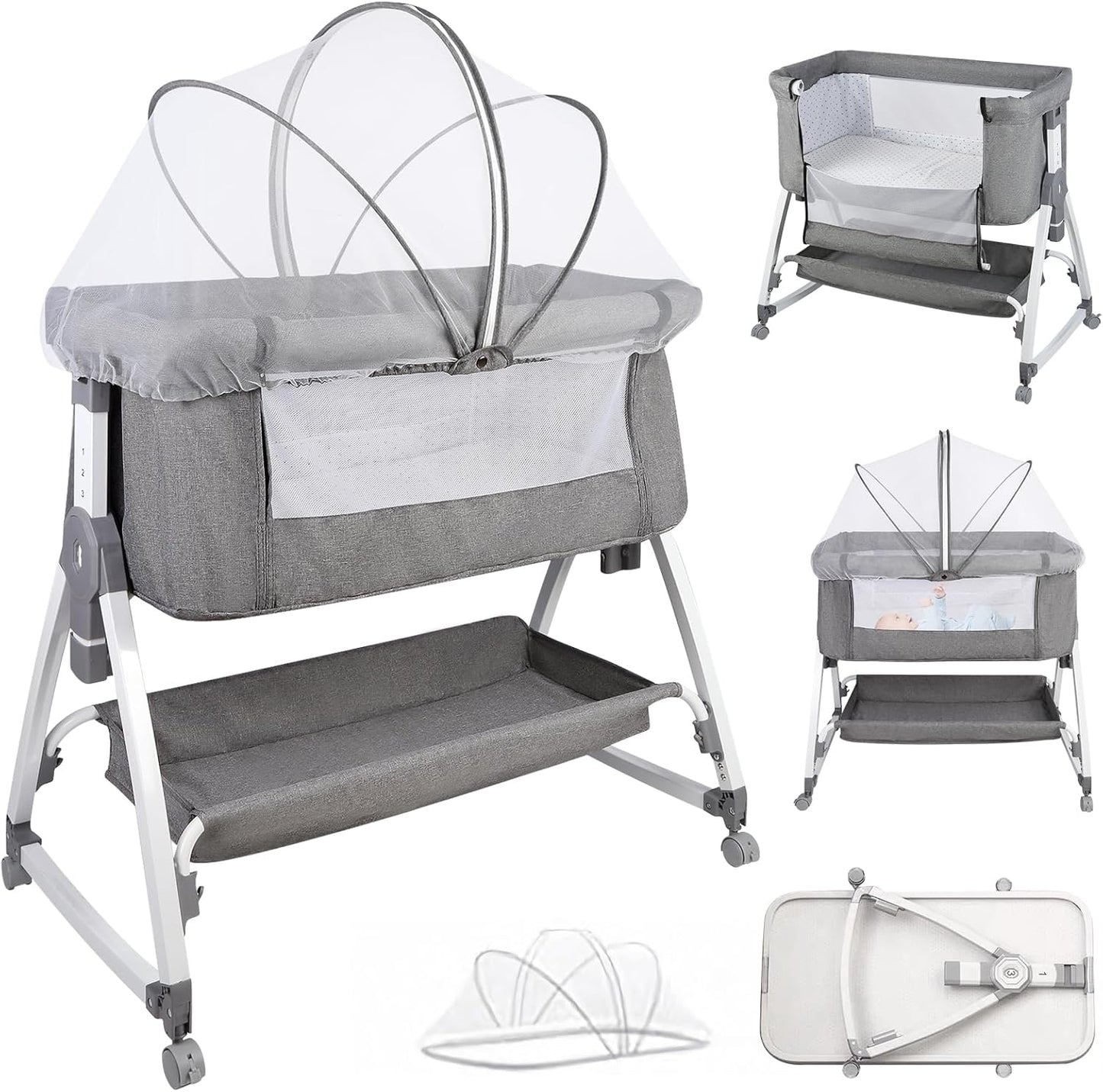 Berceau cododo bascule 113*66*84 Cm-gris 113*66*84 Cm-gris-