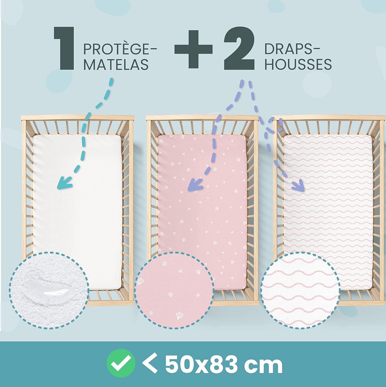 Drap Housse Cododo (Set de 2) + 1 Protège Matelas 50x83 cm / Bleu 50x83 cm / Citron 50x83 cm / Espace 50x83 cm / Bleu-50x83 cm / Citron-50x83 cm / Espace-50x83 cm / Gris-50x83 cm / Océan-50x83 cm / Orange-50x83 cm / Renard-50x83 cm / Rose-50x83 cm / Savane-55x90 cm / Bleu-55x90 cm / Citron-55x90 cm / Espace-55x90 cm / Gris-55x90 cm / Océan-55x90 cm / Orange-55x90 cm / Renard-55x90 cm / Rose-55x90 cm / Savane-