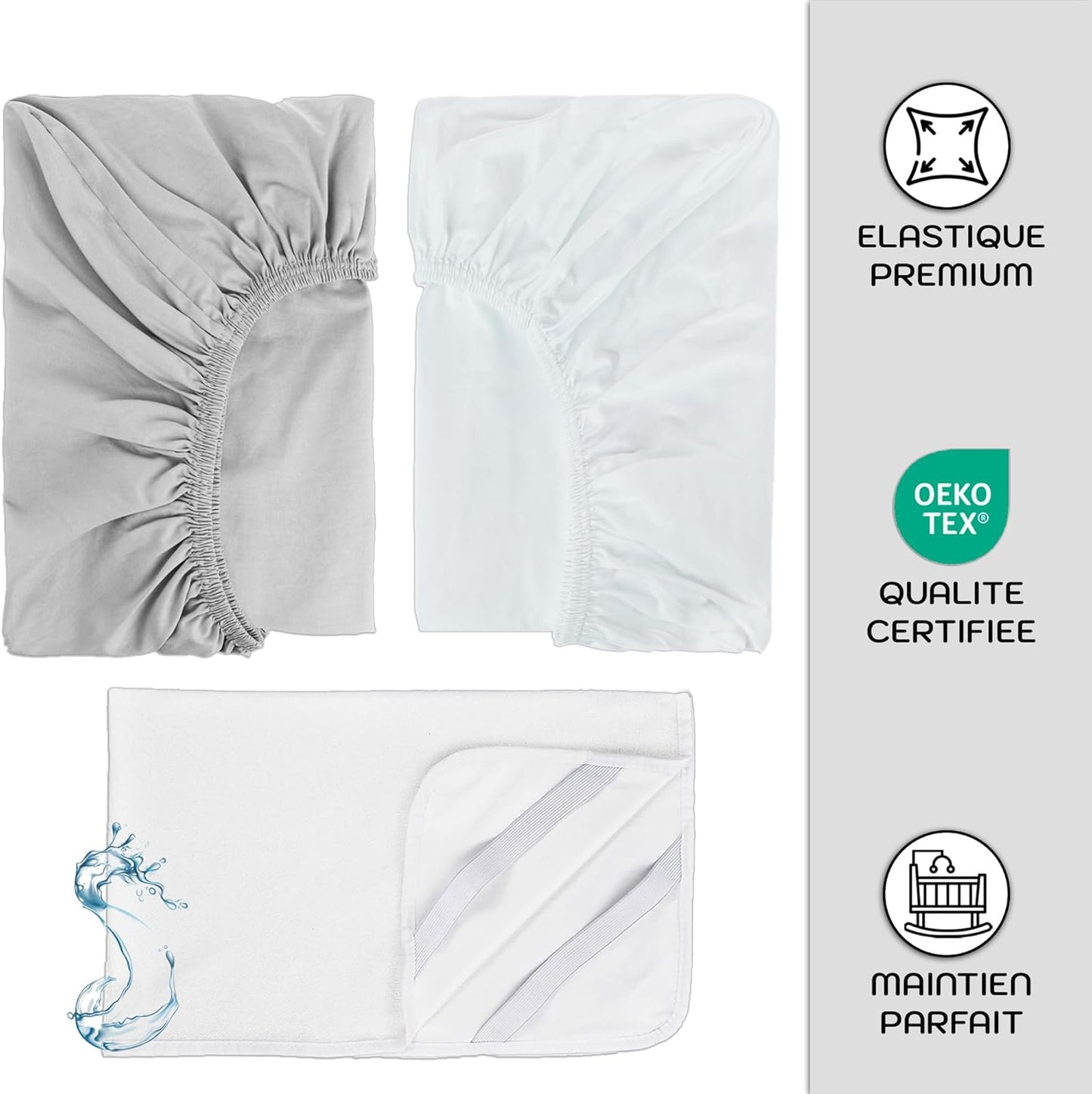 Drap housse 50x83 cododo 50 x 83 cm / Blanc/Bleu Ciel 50 x 83 cm / Blanc/Cacao 50 x 83 cm / Blanc/Eucalyptus 50 x 83 cm / Blanc/Bleu Ciel-50 x 83 cm / Blanc/Cacao-50 x 83 cm / Blanc/Eucalyptus-50 x 83 cm / Blanc/Gris-50 x 83 cm / Blanc/Rose-50 x 83 cm / Blanc/Vanille-