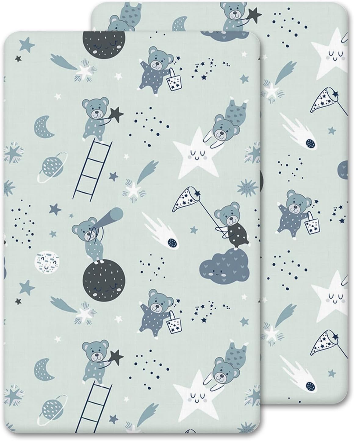 Drap housse cododo 50 x 85 Pack of 2 (85 x 51 cm) / Teddy Gris et Lune Pack of 2 (85 x 51 cm) / Teddy Gris et Lune-