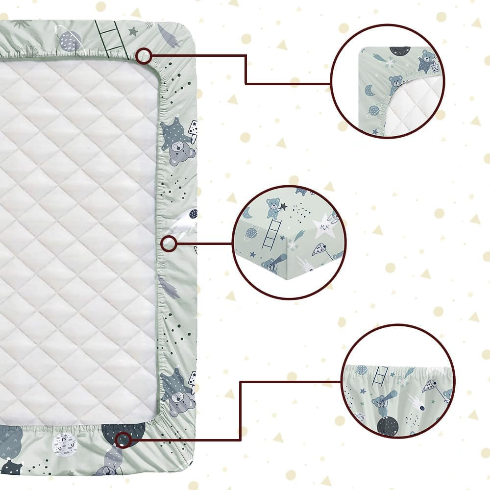Drap housse cododo 50 x 85 Pack of 2 (85 x 51 cm) / Teddy Gris et Lune Pack of 2 (85 x 51 cm) / Teddy Gris et Lune-