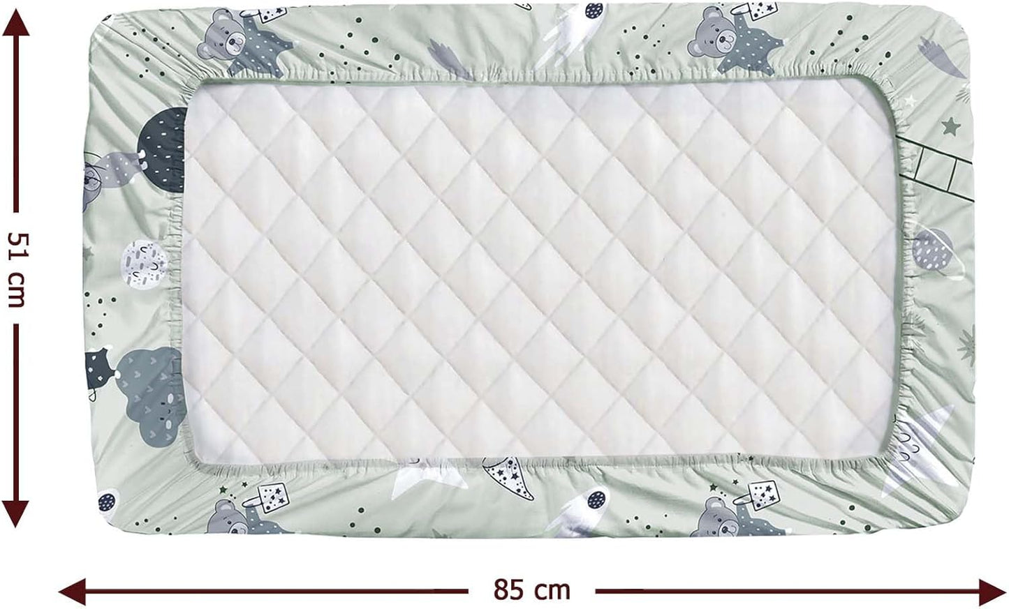 Drap housse cododo 50 x 85 Pack of 2 (85 x 51 cm) / Teddy Gris et Lune Pack of 2 (85 x 51 cm) / Teddy Gris et Lune-