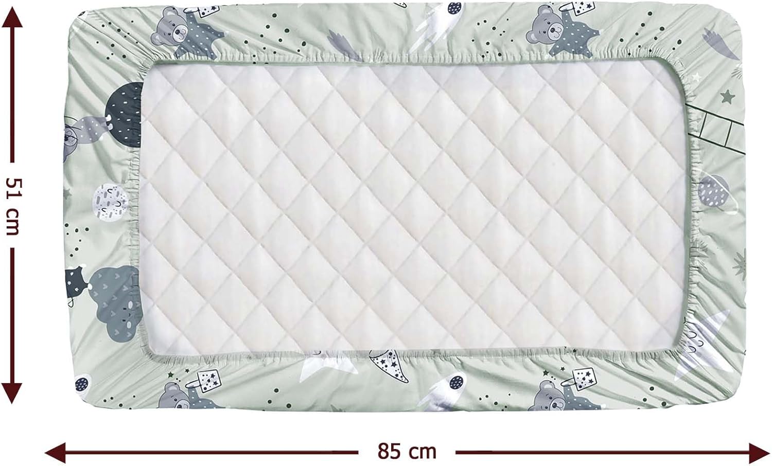 Drap housse cododo 50 x 85 Pack of 2 (85 x 51 cm) / Teddy Gris et Lune Pack of 2 (85 x 51 cm) / Teddy Gris et Lune-