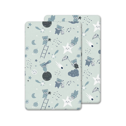 Drap housse cododo 50 x 85 Pack of 2 (85 x 51 cm) / Teddy Gris et Lune Pack of 2 (85 x 51 cm) / Teddy Gris et Lune-