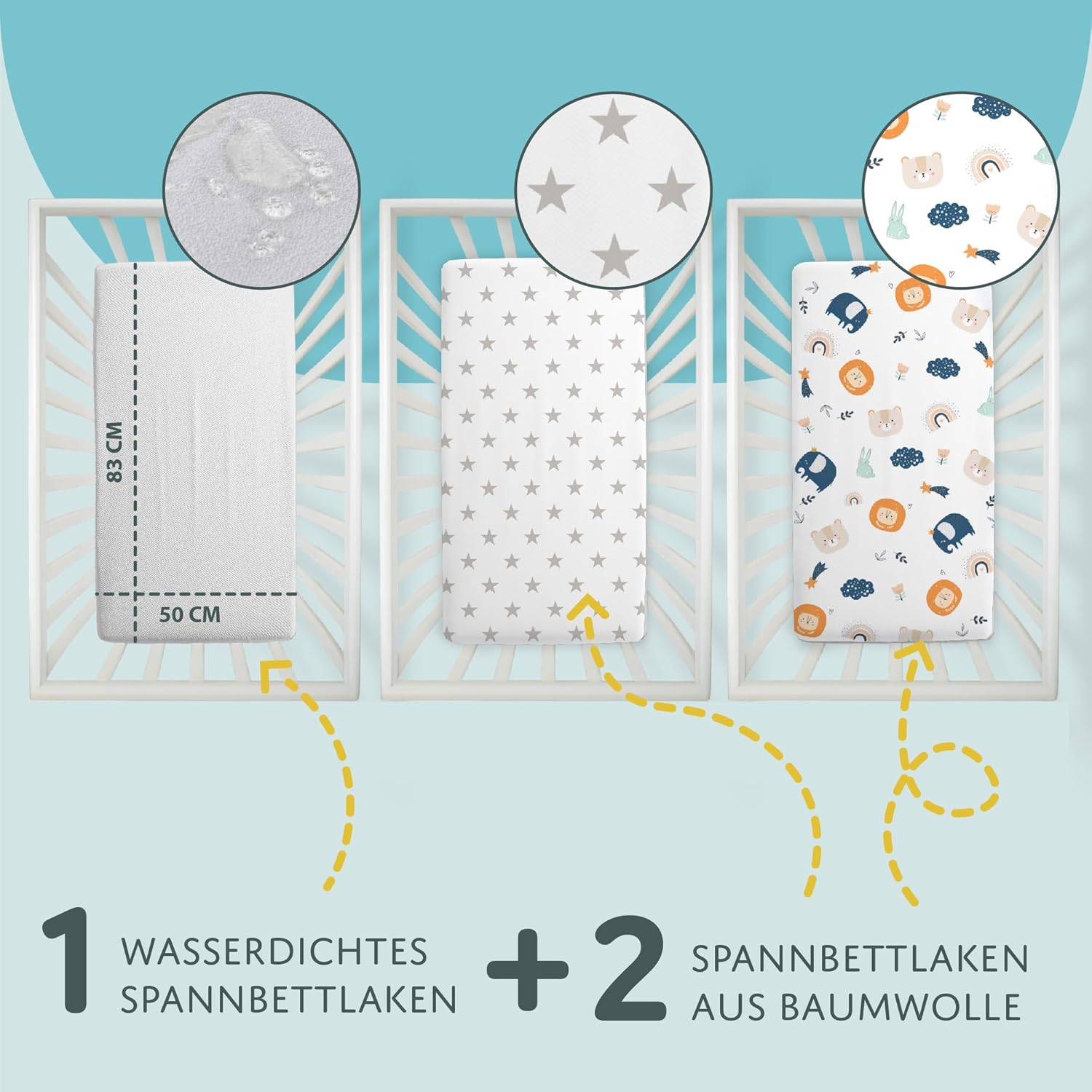 Drap housse cododo 86x50 Lot de 3 : 86 x 50 cm / Hiboux Gris Lot de 3 : 86 x 50 cm / Ours en Peluche Lot de 3 : 86 x 50 cm / Safari Blanc Lot de 3 : 86 x 50 cm / Hiboux Gris-Lot de 3 : 86 x 50 cm / Ours en Peluche-Lot de 3 : 86 x 50 cm / Safari Blanc-Lot de 3 : 86 x 50 cm / Étoiles Blanches-Lot de 3 : 86 x 50 cm / Étoiles Blanches Grises-
