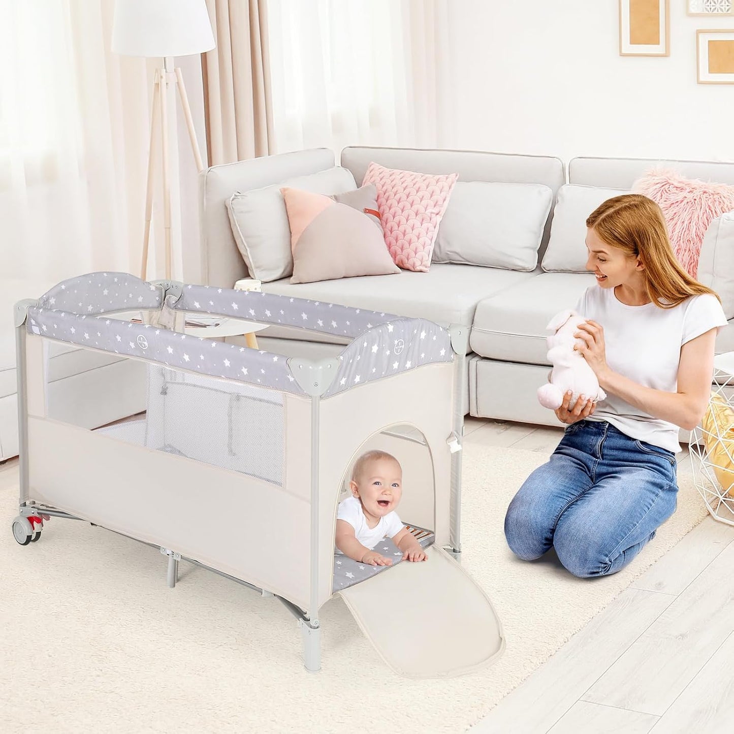 Lit cododo facilement transportable Beige Gris Beige-Gris-