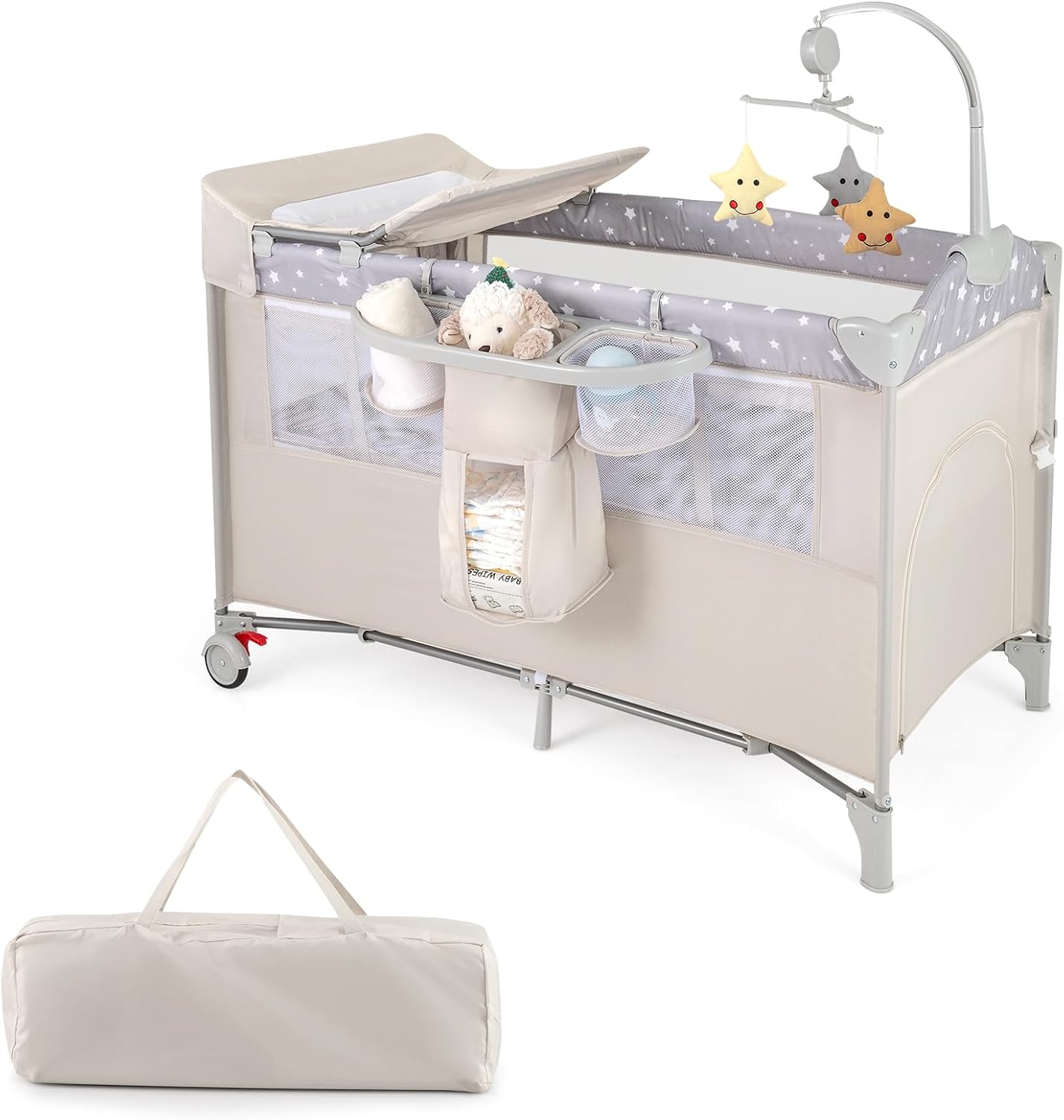 Lit cododo facilement transportable Beige Gris Beige-Gris-