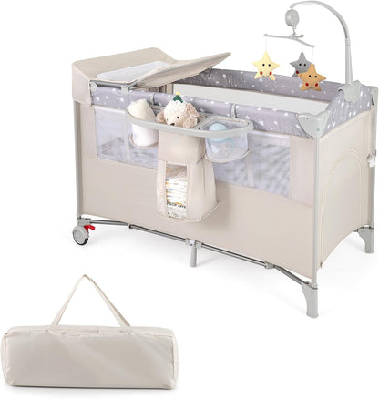 Lit cododo facilement transportable Beige Gris Beige-Gris-