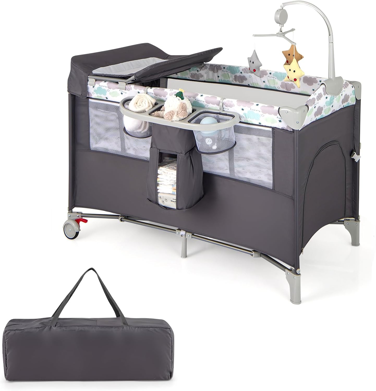 Lit cododo facilement transportable Beige Gris Beige-Gris-